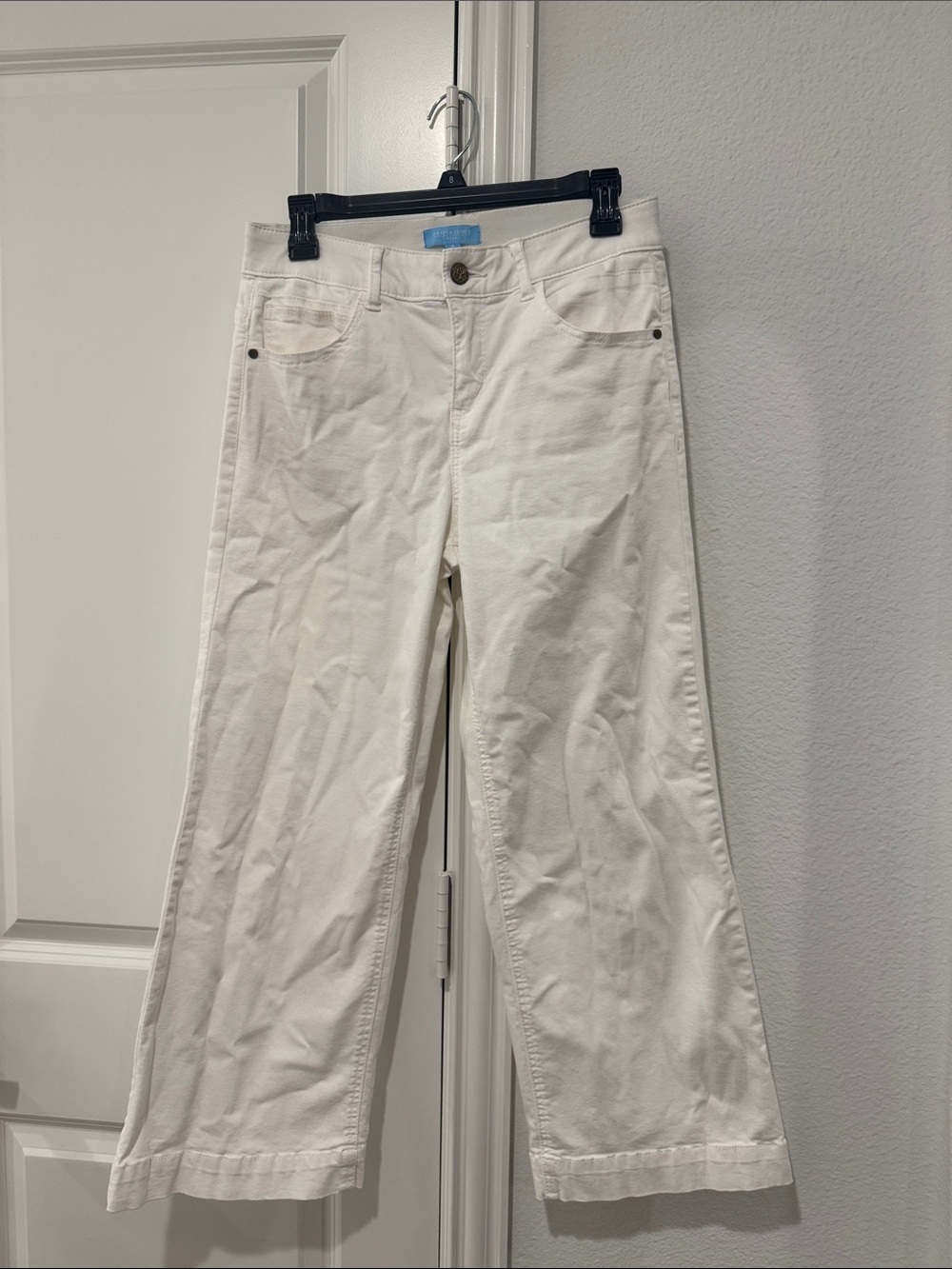 Draper James Cream Wide-Leg Jeans